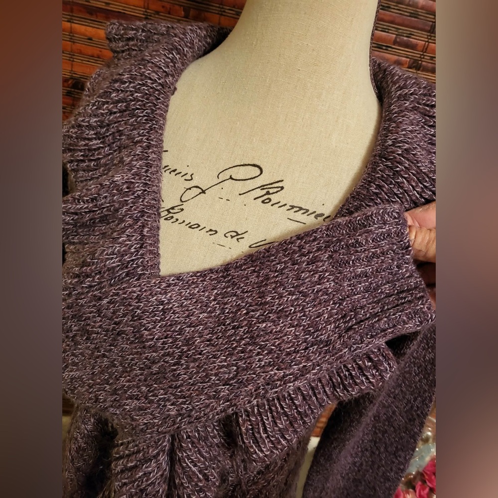 Karen Scott Purple Ruffled Cardigan - Picture 4 of 5